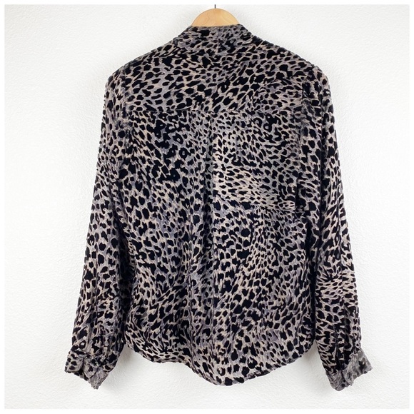 L'Agence Lydia Velvet Burnout‎ Drape Front Leopard Print Top Size Medium - Picture 4 of 11